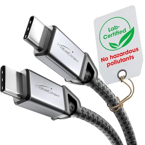 Image of KabelDirekt – USB C Cable for Fast Charging, Break-Resistant Metal Plugs + Nylon Braiding, USB 2.0 – 2m (Charges Phones/Laptops with 60W, Highly robust, Works as Charging/Data Cable, Black)