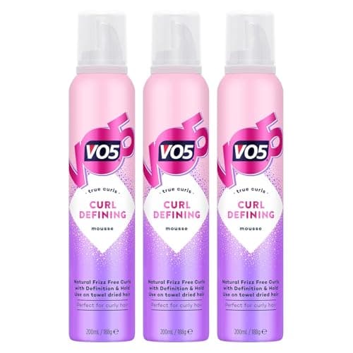 Image of VO5 Curl Defining Mousse with Definition and Hold, Perfect for Curly Hair Provides Bouncy Natural Frizz Free Lasting Curls Protect from Heat Damage, 200ml (Pack of 3)