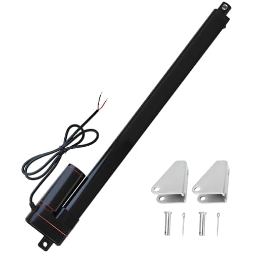 Image of JQDML 12V 16inch 400mm Stroke Linear Actuator Heavy Duty 330LBS/1500N IP65 Waterproof Electric Actuator 10mm/s with Mounting Brackets,for Window Opener,Solar Trackers,Home Automation