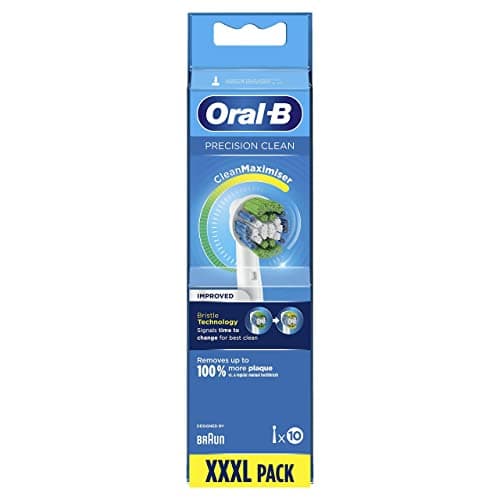 Image of Oral-B Precision Clean Electric Toothbrush Heads, Pack of 10 with CleanMaximise Technology, Removes Up to 100% Extra Plaque White