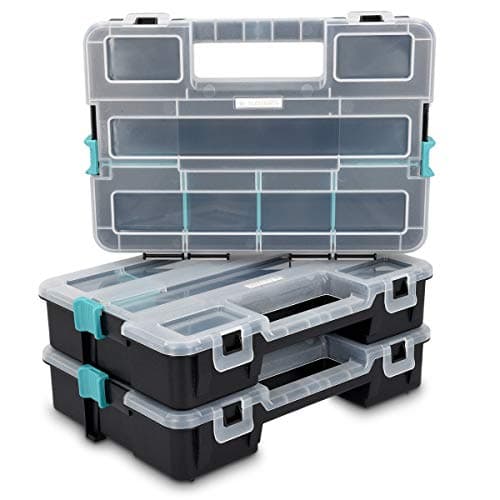 Image of Navaris Plastic Storage Box - Stackable Organizer Case with Adjustable and Removable Divider Compartment for Tools, Small Items, Jewelry - 3 Boxes