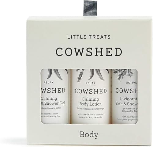 Image of Cowshed Little Treats Shower Gel & Body Lotion Set, 3 x 30ml - Vegan Travel-Size Body Wash & Moisturising Body Lotion - Paraben-Free Bath & Body Gift Set