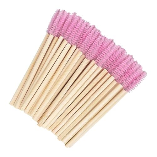 Image of 50PCS Bamboo Lash Mascara Wands – Pink Disposable Eyelash Brushes Spoolies – 9.3 cm Bamboo Mascara Applicator Brushes – Lash and Brow Grooming Tools for Daily Makeup
