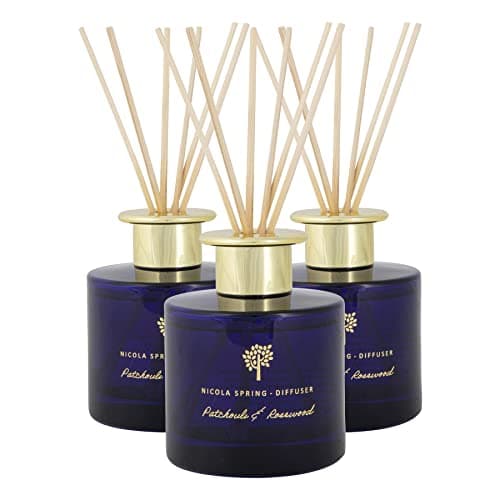 Image of Nicola Spring Patchouli & Rosewood Scented Reed Diffuser - 200ml - Pack of 3 - Aromatherapy 6 Sticks Air Freshener Home Fragrance Diffuser Fragrant Gift Set for Kitchen, Bathroom, Home