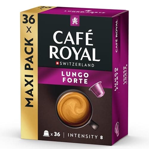 Image of Café Royal Lungo Forte 36 Capsules for Nespresso Coffee Machine - 8/10 Intensity - UTZ certified Coffee Capsules recyclable Aluminium
