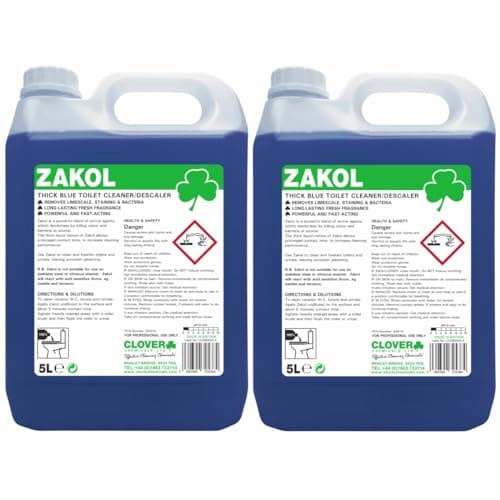 Image of Clover Chemicals 501 Zakol Acidic Toilet Cleaner/Descaler, 5 L, Pack of 2