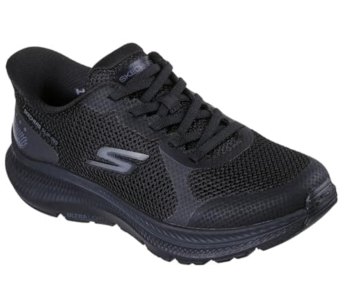 Image of Skechers Women's Go Run Consistent 2.0 Captiva Slip-On Sneakers, Black Textile/Black Trim, 7 UK