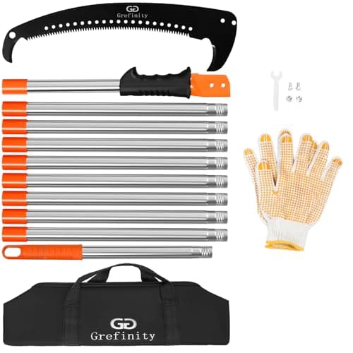 Image of Grefinity Manual Pole Saw for Tree Trimming, 14 FT/4.0M Pruning Saw with 10-Section Stainless Steel Handle, Sharp Steel Blade, Easy to Carry and Extendable Design for Garden & Tree Maintenance