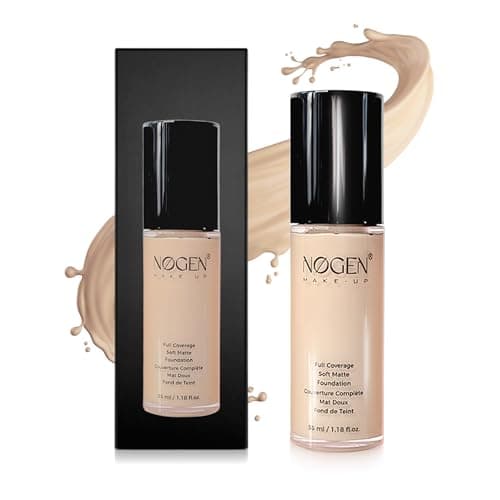 Image of NØGEN Foundation Full Coverage: Matte Long-Lasting Makeup for a Flawless Finish | Oil Control & Lightweight Blendable Foundation (N01 Ivory, 35ml)