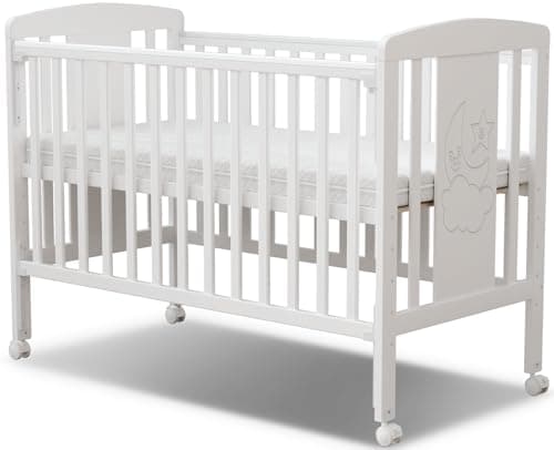 Image of MEICI BABY Nova -3-in-1 Wooden Baby Cot Bed,Baby Crib,Convertible Baby Bed with Teething Rail,5 Adjustable Bed Base Positions,Mattress Included,From Birth to 6 Years