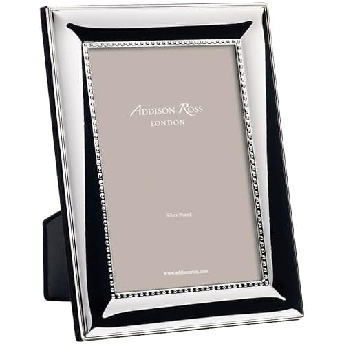 Image of Addison Ross Beaded Photo Frame 5x7cm - Portrait or Landscape Display - Ideal Picture Frames for Gifting - Gift for Weddings, Birthday, Anniversary - Modern Design - Silver - 3cm