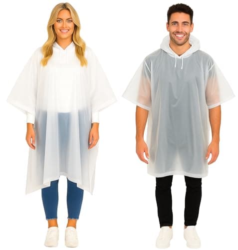 Image of REDSTAR 2 Pack of Rain Ponchos for Adults Reusable Ponchos for Adults - Waterproof Poncho Festival Essentials Reusable Poncho - Adult Rain Poncho with Hood for Travel (Clear)