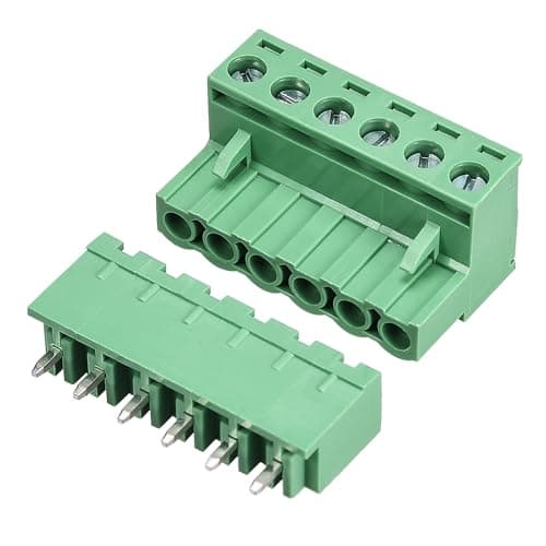 Image of TA-VIGOR 6 Pin 5.08mm Pitch PCB Screw Terminal Block Set, Male and Female Connector Blocks Electrical, 300V 15A, Green, 10 Sets