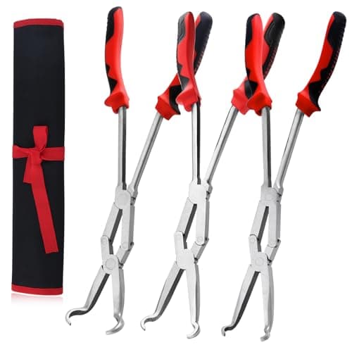 Image of LEONTOOL 3PCS Extra Long Nose Hose Grip Pliers Set 13" Spark Plug Remeover Pliers Long Reach XL Pivot Ring Nose Plier Double Joint Ring Nose Plier with Serrated Jaw for Hard to Reach Narrow Spaces