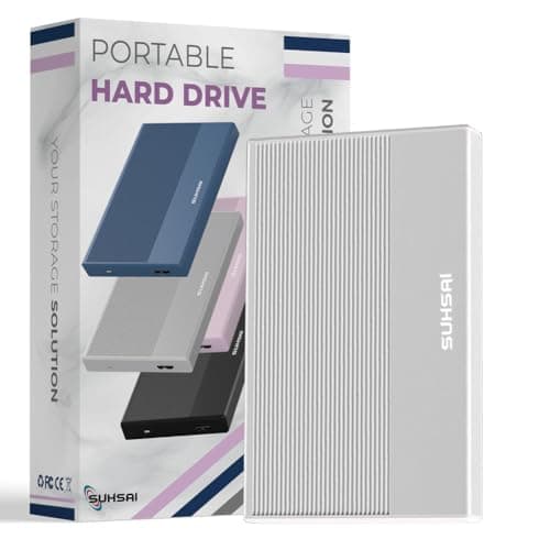Image of SUHSAI external hard drive 1TB Backup Data Storage HDD - 2.5" Memory Expansion Portable Hard Drive USB 3.0 Ultra Slim hard drive Compatible with Mac, Desktop, PC, PS4, PS5 (Grey)