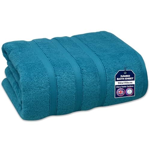 Image of Towelogy Jumbo Bath Sheet 90x170cm 100% Egyptian Cotton Zero Twist Fast Drying Hotel Quality XL Bath Towels | Oeko-Tex Certified (1, Teal Blue)