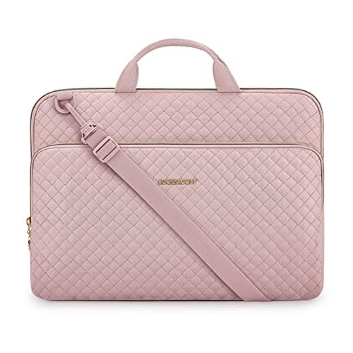 Image of bagsmart Laptop Sleeve Carrying Case with Pocket, Computer Protective Cover for MacBook Air 2025 ASUS Lenovo HP Notebooks (Pink, 15.6 Inch - With Strap)