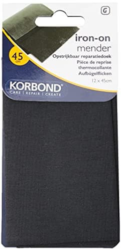 Image of KORBOND Cotton Extra Wide Iron On Mender – Black - 12cm x 45cm – Invisible Permanent Mending – No Sewing Required - Ideal for Clothes & Garments: Trousers, Dresses, Jeans, Jumpers, Linen, School