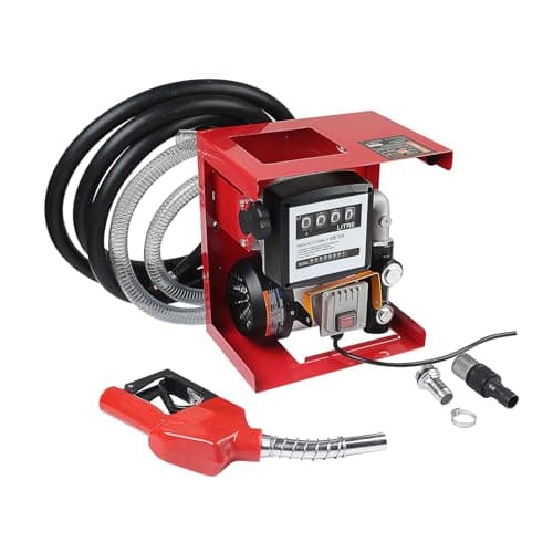 Image of KATSU Diesel Transfer Pump Kit 220V 550W Self Priming Fuel Kerosene Oil Fluid Extractor with Dispenser Gun, Flow Meter and Hose, for Tractor Caravan Truck Construction Machinery