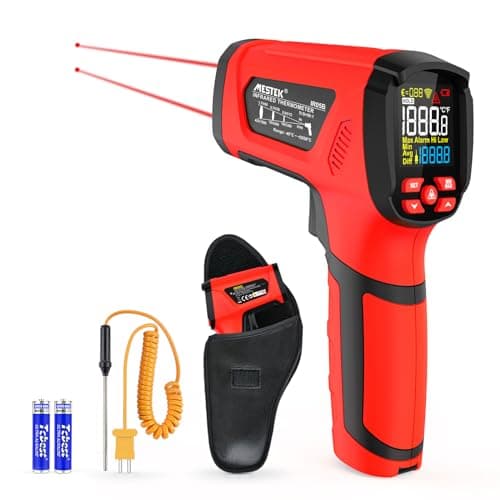 Image of Infrared Thermometer Temperature Gun, -40℃-2000℃, MESTEK Non Contact Digital Laser Thermometer Gun Industrial Pyrometer 50:1 High Temp Thermometer with Color LCD Display, Adjustable Emissivity