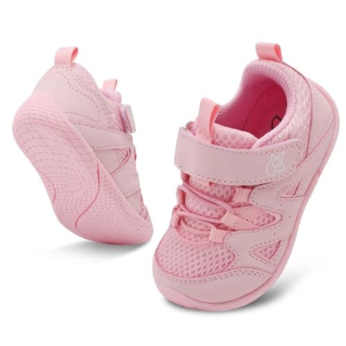 Image of JIASUQI Baby First Walking Shoes Toddler Boys Girls Casual Sneakers Baby Breathable Sneaker Non-Slip Lightweight Infant Shoes(Pink 153,Size 6.5-7)
