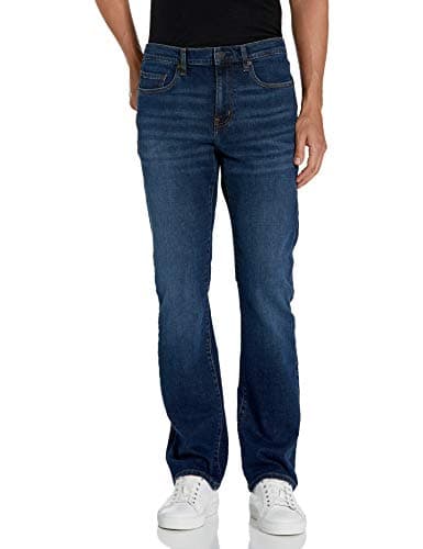 Image of Amazon Essentials Men's Jeans, Slim Fit Stretch, Bootcut - Discontinued Colours, Dark Blue Vintage, 30W / 32L