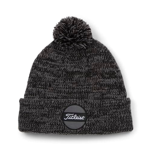 Image of Titleist Junior Boardwalk Pom Pom Golf Beanie, Heather/Black, One Size Fits All