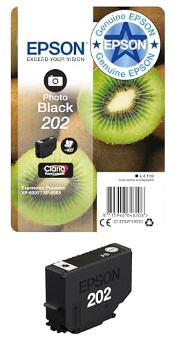 Image of Epson 202 Photo Black Kiwi Genuine, Claria Premium Ink Cartridge, Standard Capacity