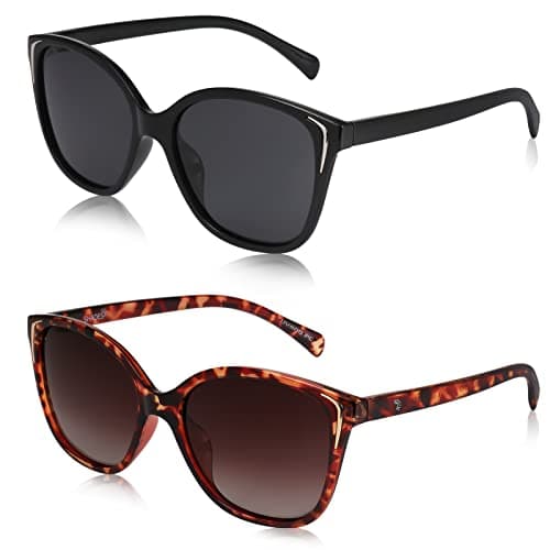 Image of FANTESI 2 Pairs Cat Eye Sunglasses for Women, Ladies Polarized UV400 Protection Sunglasses Eyewear