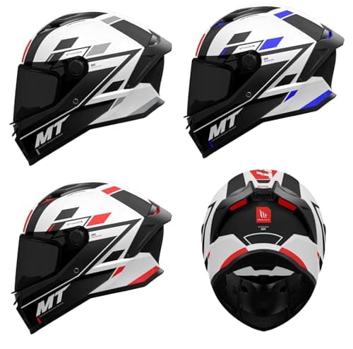 Image of Motorcycle Motorbike Scooter mt Stinger 2 Zivze Full Face Helmets - Men Women Sports Racing Touring Rider Bike Safety ECE 22.06 Approved Crash Helmet (Gloss Black White Red,S)