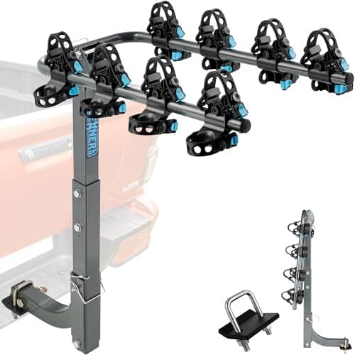 Image of Bike Rack Hitch Mount 4 Bikes (240lbs Capacity), Bike Rack for Car Made with Heavy-Duty Steel, Dual Cradle Systems, Bicycle Carrier for Car, SUV, Truck 2” Receiver