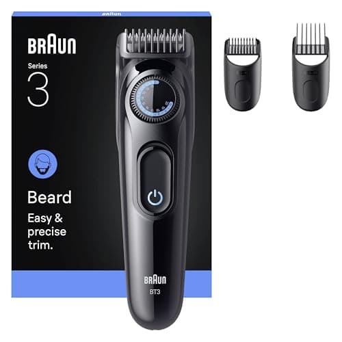 Image of Braun Series 3 Hair Trimmer, +3 Styling Instruments, Extremely Sharp Blade, 50 Minute Runtime, 40 Length Settings, BT3520, Black/Blue