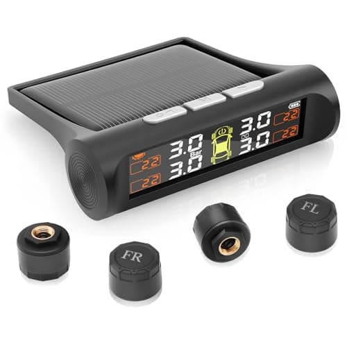 Image of Avutrel TPMS Tyre Pressure Monitoring System, Solar/USB Charging,Temp Alerts, Auto on/off, for RV, Sedan, SUV, MPV, Motorhom, etc, 4 External Sensors(3.5bar)