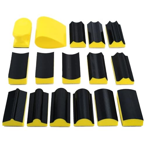 Image of 16pcs Hand Sanding Block Set, 2 Sanding Block and 14 Convex & Concave Shape Hook Backing Plate for Woodworking Furniture Restoration Automotive Body Arts Crafts