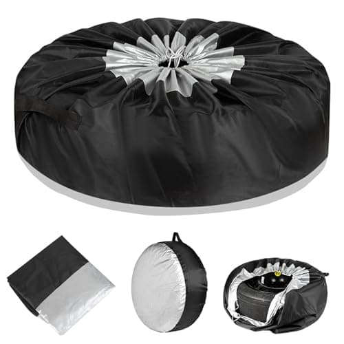 Image of Wheel Tyre Storage Bags,Car Spare Tir Covers,Wheel Protective Cover,Waterproof Dust-proof Tires Storage Bags with Handle,Black Wheel Cover for Car UV SUV Vehicle Truck (L)