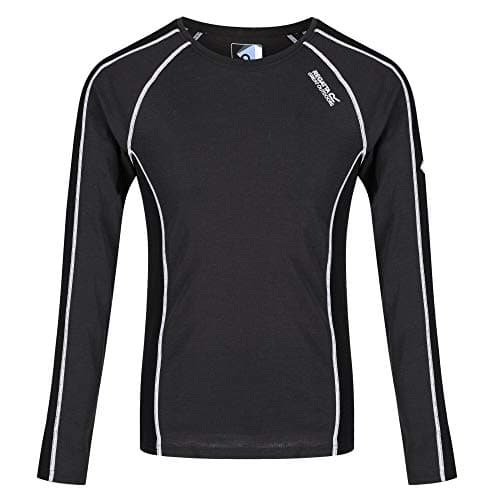 Image of Regatta BERU Merino Wool Soft Insulated Long Sleeve Top with Anti-bacterial Odour Control Base Layer Treatment Ash/Black FR: S (Manufacturer's Size: S)