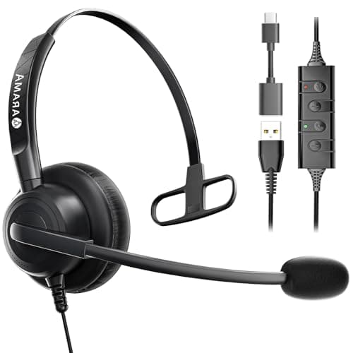Image of Arama USB Headset with Microphone Noise Cancelling, Laptop Headset with Microphone, PC Headphone for Computer UC SoftPhone Skype Webinar Office Teams Meeting Business Call Centre School Online Class