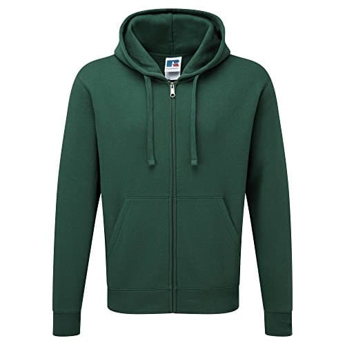 Image of Russell Mens Authentic Full Zip Hooded Sweatshirt / Hoodie (M) (Bottle Green)