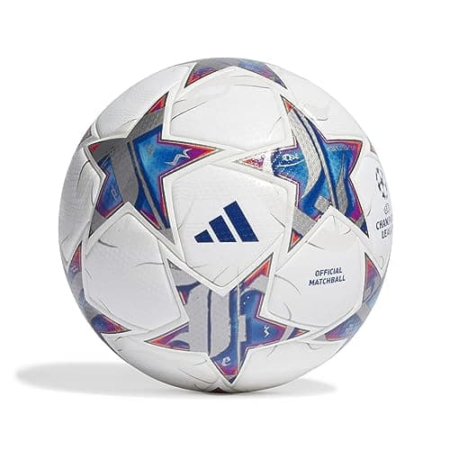 Image of ADIDAS IA0953 UCL PRO Recreational soccer ball Unisex Adult Top:white/silver met./bright cyan/team royal blue Bottom:SHOCK PURPLE F16/IRON MET./SOLAR ORANGE Size 5
