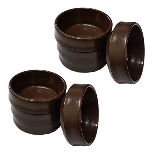 Image of Brown Castor Cups 37mm Protect Wooden, Laminate, Tiled Floors and Carpets from Wheel Damage and Scratches caused by Chair, Bed, Sofa and Table Legs (8, Small)