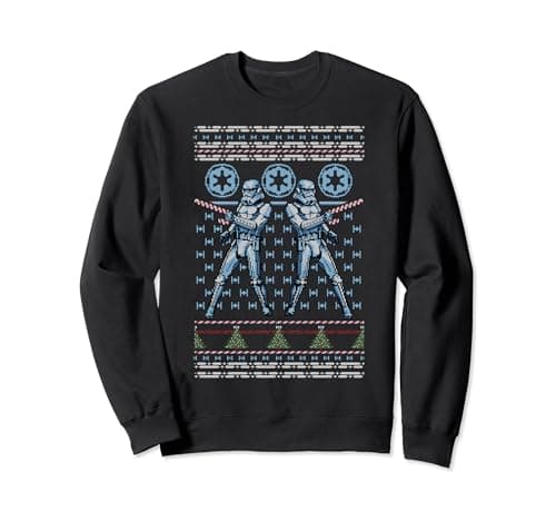 Image of Star Wars Christmas Stormtrooper Candy Cane Ugly Sweater Sweatshirt