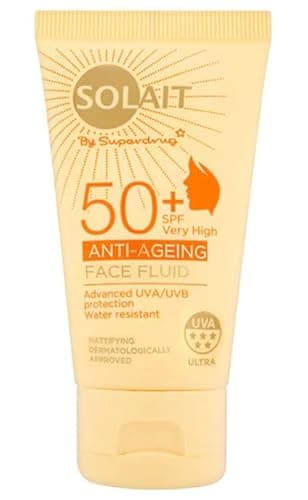 Image of Solait Anti-ageing Face Sun Cream SPF50 very high + 50ml - Mattifying Face Fluid - Water resistant - 24 Hour Hydration