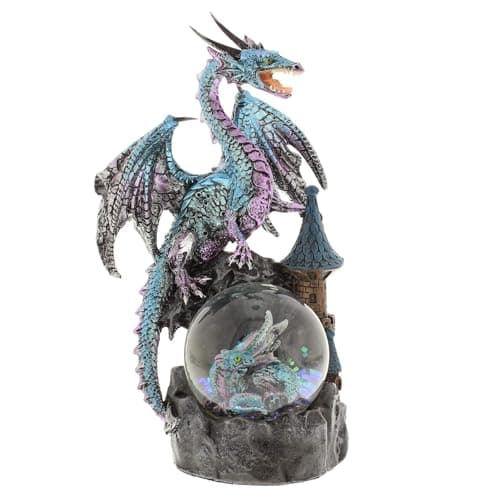 Image of Widdop Blue Dragon on a Waterball Figurine by Mystic Legends