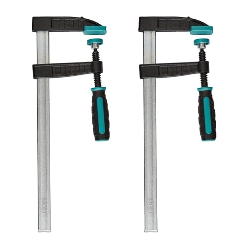 Image of wolfcraft Screw Clamps Set of 2, 300 mm - Hollow Profile Rail, 270 kg Clamping Force, Ergonomic Handle for Woodworking & DIY - 8647000