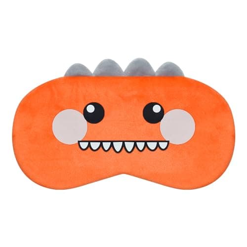 Image of Mezeic Sleep Eye Mask, Cartoon Dinosaur Eye Mask Soft Plush Eye Mask for Sleeping Travel Blockout Sleeping Masks Eye Cover Novelty Cute Animal Eyeshade (Orange Dinosaur)