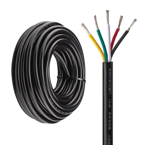 Image of URCIANOW 20awg 5x0.5mm²Electrical Wires Cable 10Meters UL2464 5 Core Tinned Copper Cable 20Gauge Stranded Wire Low Voltage Extension Black PVC Sheathed For DC 5V/12V/24V Application