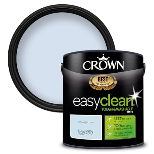 Image of CROWN Moonlight Bay - Tough & Washable - Matt Emulsion Paint - Stain Resistant - Soft Light Blue Paint - 2.5L