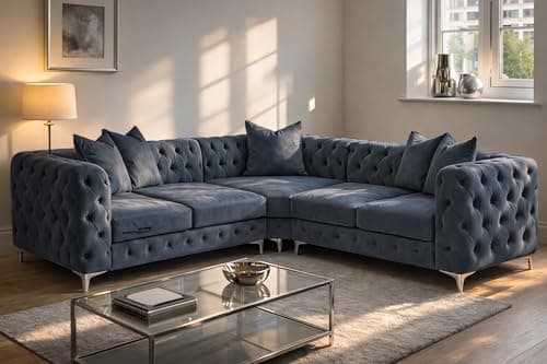 Image of Snooze Monaco 3 and 2 Seater Sofa Sets, Corner Sofas For Living Room, Upholstered Plush Fabric 3 Seater Velvet Sofas (Space Grey Velvet, 5 Seater Corner Sofa)