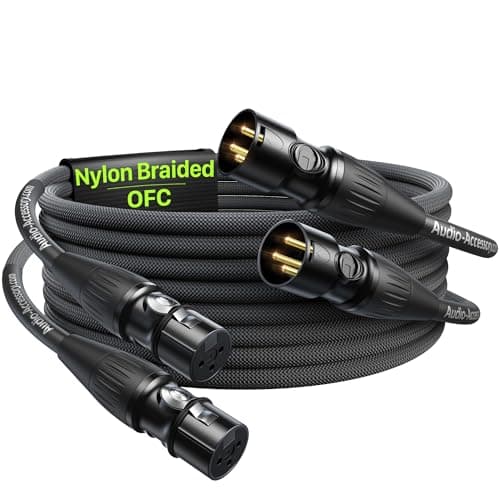 Image of AA AUDIO ACCESSORY XLR Cable 2M 2 Pack, Gold-Plated Neutrik REAN Connector, Kevlar-Reinforced Nylon Braided Microphone Cable, Noiseless Balanced XLR Male to Female Mic Lead for Shure