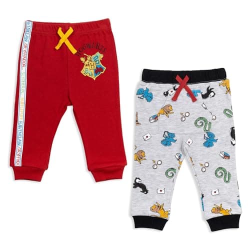 Image of Harry Potter Gryffindor Hufflepuff Ravenclaw Slytherin Baby 2 Pack Trousers Newborn to Newborn, Red / Grey, 12 Months